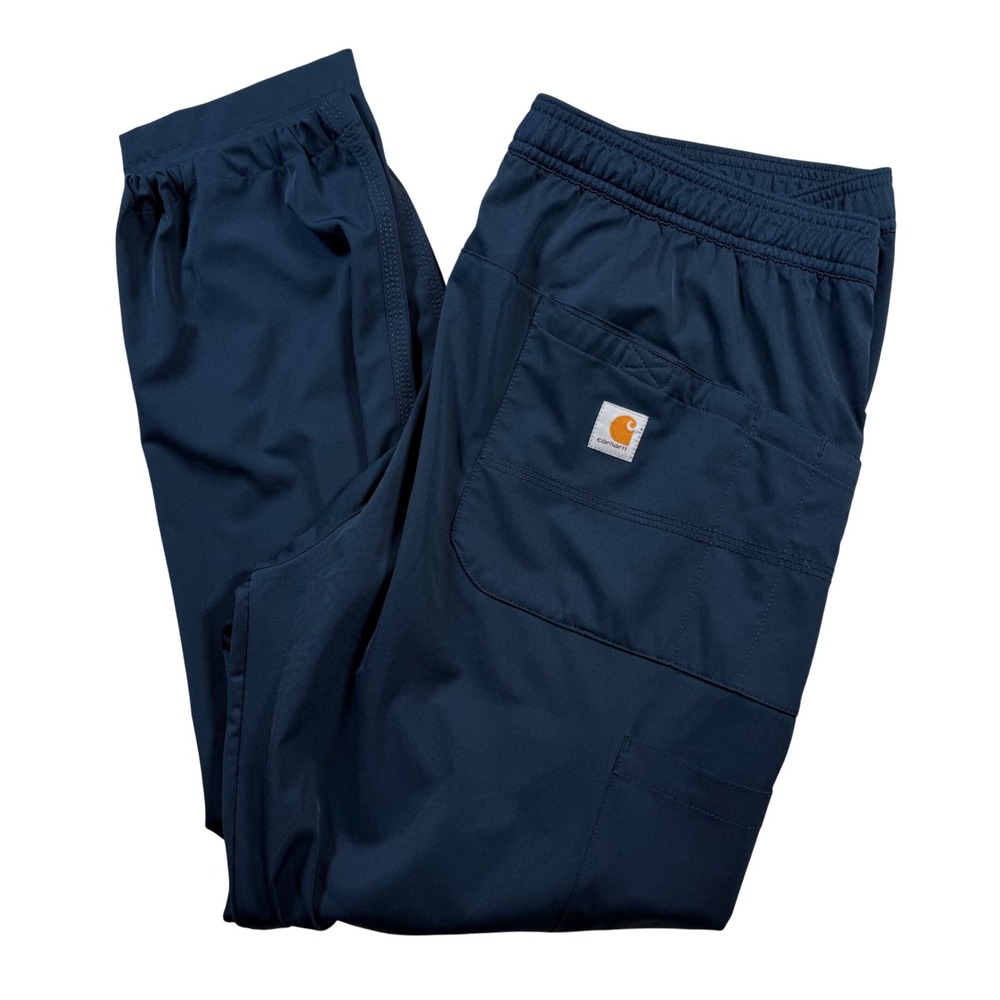 Carhartt Force Scrub Pants Mens Large Short Navy Blue Cargo Stretch C55106